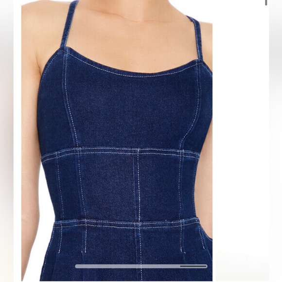 Forever 21 Lace-Up Cami Denim Romper - Picture 3 of 9